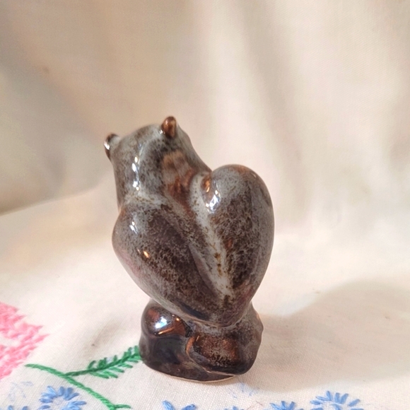 4/$26 Miniature Ceramic Owl Figurine with Brown & Blue Glaze - Picture 3 of 6